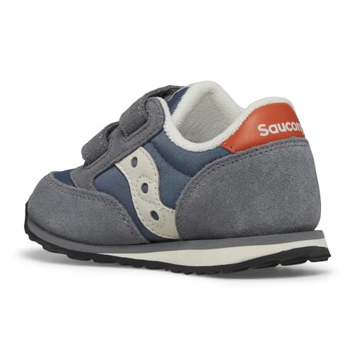 Saucony Jazz Hook & Loop Sneaker (Toddler/Little Kid), Grey/Blue/Orange, 10 US Unisex3