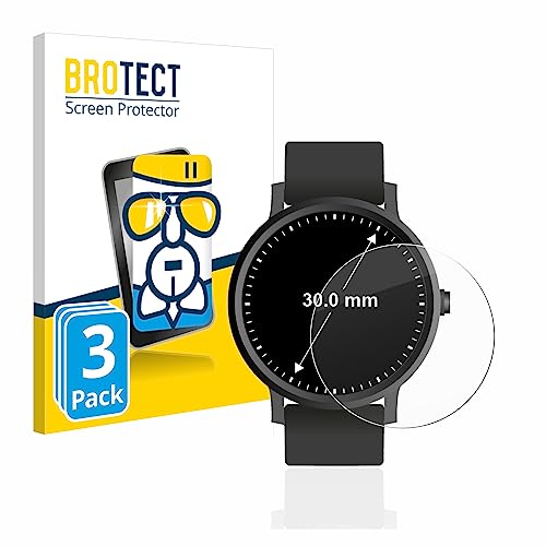 BROTECT Protector Pantalla Cristal para Relojes (Circular, ø: 30 mm) Protector Vidrio (3 Unidades) - [Dureza 9H, Anti-Arañazos]