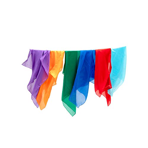 Sarah's Silks Set of 6 Primary Playsilks, 100% Silk Scarves for Kids and Toddlers, Sensory Toys | Bright Square Scarves, Waldorf Toys for Imaginative and Pretend Play