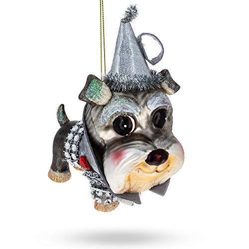 Charming Miniature Schnauzer Blown Glass Christmas Ornament