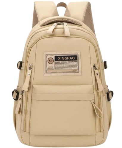 Mochila Feminina Masculina Impermeável Escolar Notebook Bolsa Bege