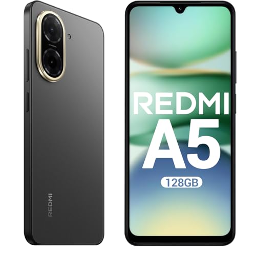 XIAOMI Redmi A5 4G Smartphone Android - 6,88 HD+ 120Hz, 4GB RAM 128GB, Dual SIM, Batteria 5200 mAh, 32MP Fotocamera AI - Nero (Include Custodia Protettiva Nera)
