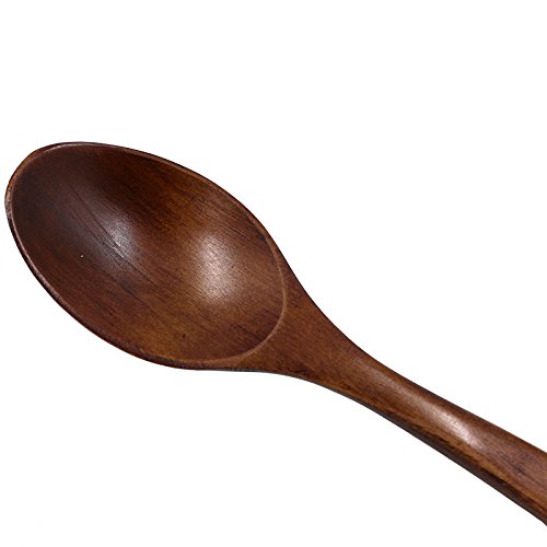 Weisipu 7.28" Wooden Soup Spoon Natural Eco-Friendly Dining Soup Tea Honey Coffee Spoon Tableware For Eating Mixing Stirring,Sets Of 5 #TOP5
