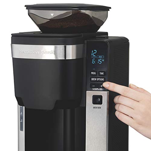 Hamilton Beach 45400 12 Cup Programmable Coffee Maker, Automatic Grounds Dispensing for Pre-Ground Coffee, Black