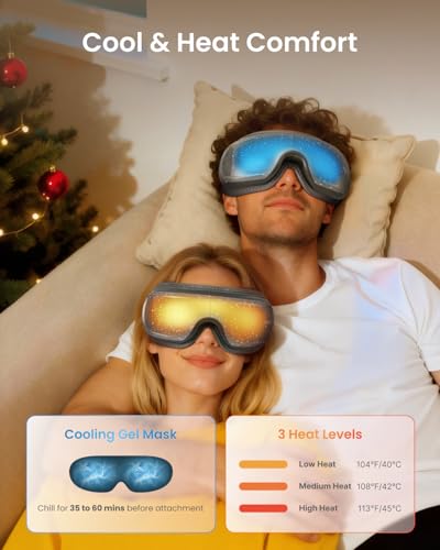 Image of RENPHO Limited Edition Eye Massager with Heat and Cooling Voice Control, Fathers Day Dad Gifts for Husband Men, FSA Eligible HSA, Eye Mask for Dry Eyes Head Tension and Stress Relief - Eyeris 3
