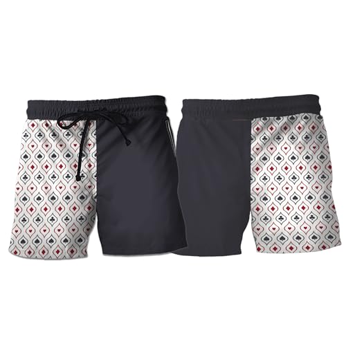 Poker Mens Swim Trunks - Casino Club Men's Beach Shorts, Swim Trunks for Mens with Pockets Set 122