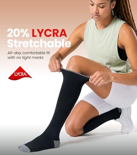 Benirap Compression Socks for Women and Men, 15-20 mmHg Circulation Support | Knee High, Breathable, Lightweight, Best for Flying, Travel, Running, Cycling, Nurses, Pregnancy, Daily Wear, 2 Pairs - image 2