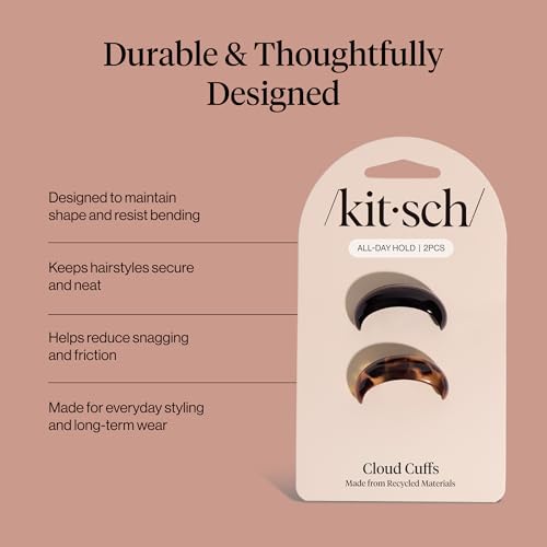 Kitsch Small Hair Cuffs Hair Ties For Women - Black and Tort, 2pcs - image 4