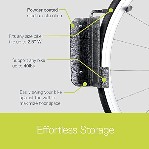 Image of Swivel Bike Wall Mount by Delta Cycle - Garage Bike Rack Swings 90 Degrees For More Floor Space - Bike Wall Hanger With Rear Tire Tray - Vertical Bike Rack Holds Any Bike Up To 40 lbs