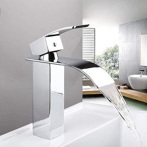 Robinet lavabo cascade anti-éclaboussures en laiton pour évier de salle de bains