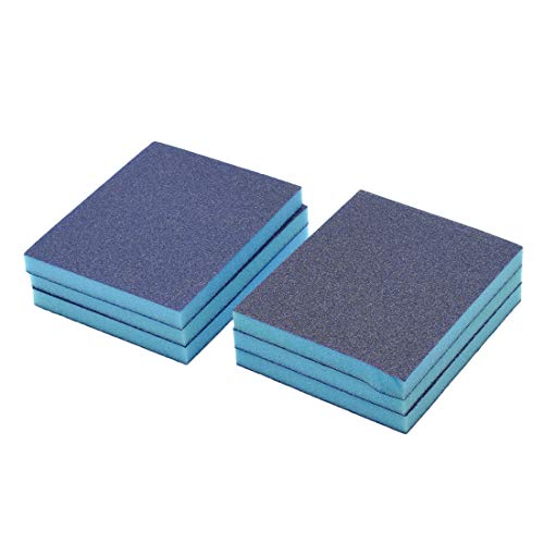 Cyful 80# Sanding Sponge Grit Sanding Blocks, Grit Blue Sponge Emery Cloth Sandpaper Blocks Buffing Diamond Polishing Pads Hand Sanding Tool-6pcs