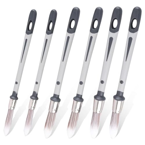 Jrifedptry 6 pinceles de pintura para paredes, 0.45, 0.6, 0.75 pulgadas, pequeños pinceles de pintura, herramienta para retoques de esquina de pared de casa, fácil de instalar, fácil de usar