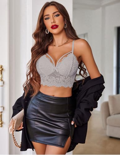 Image of Avidlove Lace Bralette for Women Lingerie Spaghetti Adjustable Strap Tank Camisole Crop Top