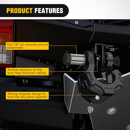 Image of Nilight 2 Pack 3 /4 inch D-Ring Separate Shackle with 7 /8 inch Lock Pin 45,000 lbs Break Strength, Off Road Recovery Shackle with Isolators Washers for Use with Tow Strap, Winch, Truck Vehicle (Black)
