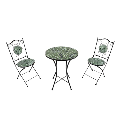 AXI Amélie Table et Chaise Bistrot, 2 Chaises 1 Table, Ensemble Bistro Extérieur Mosaique Feuilles VERTes - Salon de Jardin Bistrot, Table Bistrot Mosaique...