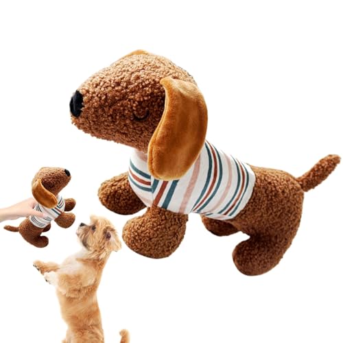 Lunaobrik Quietschendes Hundespielzeug, Spielzeug für quietschende Hunde, interaktives Hundespielzeug, Dackelform, Waschen, Spielzelle für aggressives