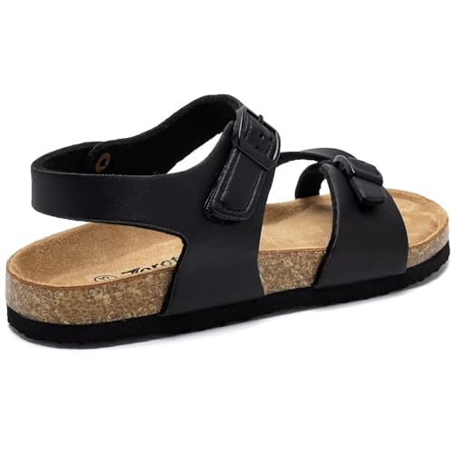 Image of Torotto Girls Boys Sandals with Cork Footbed Adjustable Buckle Summer Slides Flip Flops Open Toes Flat for Kids Toddler
