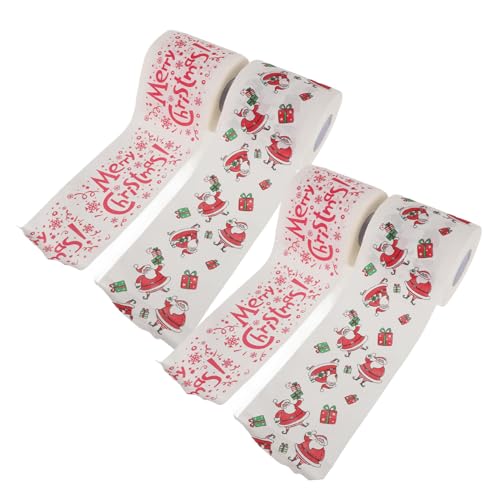 OHPHCALL 4rotoli Carta Igienica Forma Di Babbo Natale e Tovaglioli Di Carta Igienica Per Natale Articoli Per Feste e Decorazioni Natalizie Divertenti