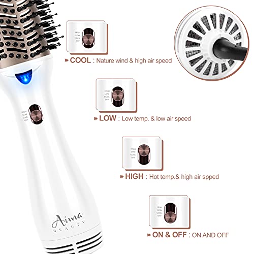 One Step Hair Dryer & Volumizing Hot Air Brush, Hair Blow Dryer Brush, Ceramic Straightener Brush, Curler & Hot Comb 4 In 1 Salon Ionic Hair Brush, Hair Styling Tools, White #TOP3