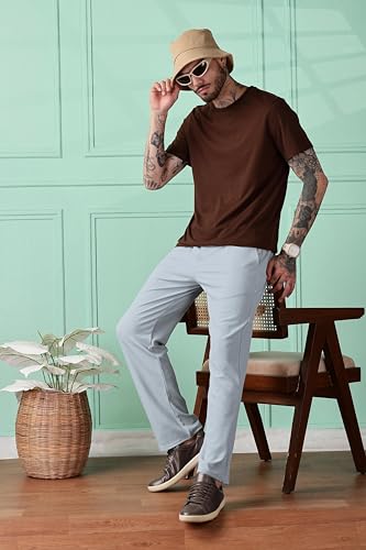 Image of SWADESI STUFF Men Mid-Rise Straight Fit Track Pants for Men | Stretchable Gym Wear Joggers | Casual Sports Track Pant with Pockets & Drawstring