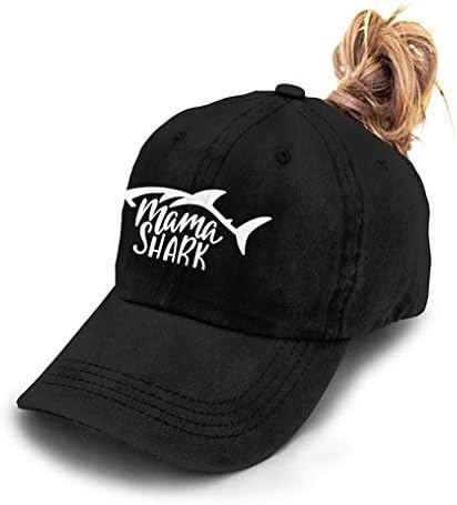 KKMKSHHG Mama Shark Ponytail Baseball 