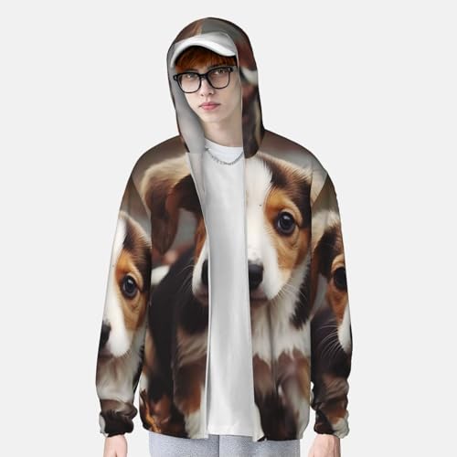 UPF 50+ Sun Protection Hoodie Jacket Cute Dog Rash Guard Shirts Lightweight Long Sleeve Sun Shirt4