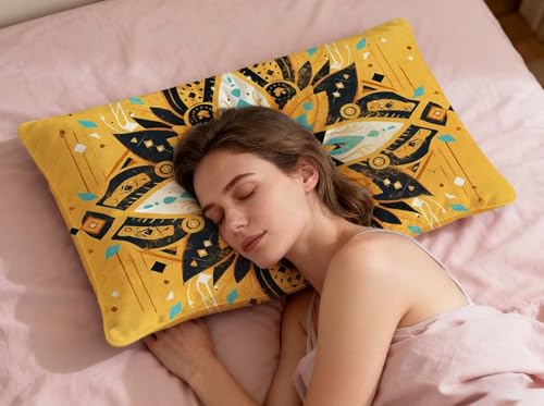 Velours de coussin mandala 60x80cm orange de qualité supérieure avec fermeture éclair invisible - 7