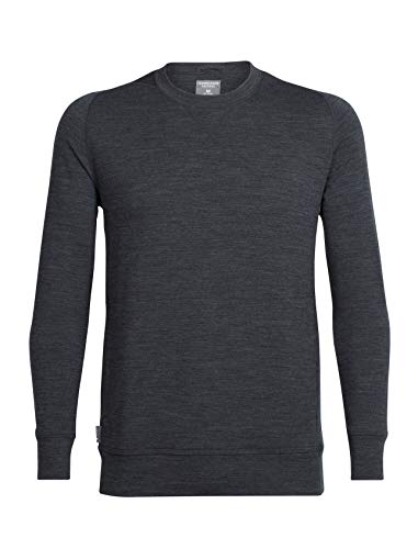 Icebreaker Merino Men's Shifter Long Sleeve Crew Neck Shirt, Jet Heather, Large