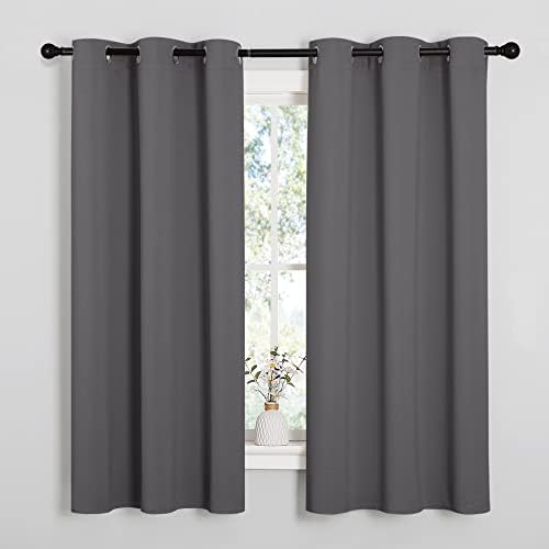 NICETOWN Thermal Insulated Grommet Blackout Curtains for Bedroom (2 Panels, W42 x L63 -Inch, Grey)