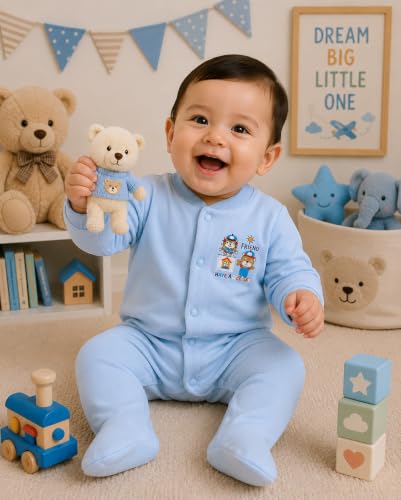 Image of EIO 100% Cotton Rompers Sleepsuits Jumpsuit Night Suits for Infants Newborn Baby Boys & Girls