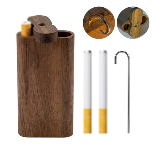 SNBYT One Hitter Box & 2pcs Metal Tubes, Handmade Walnut Storage Box, Portable Storage Box, Lid...