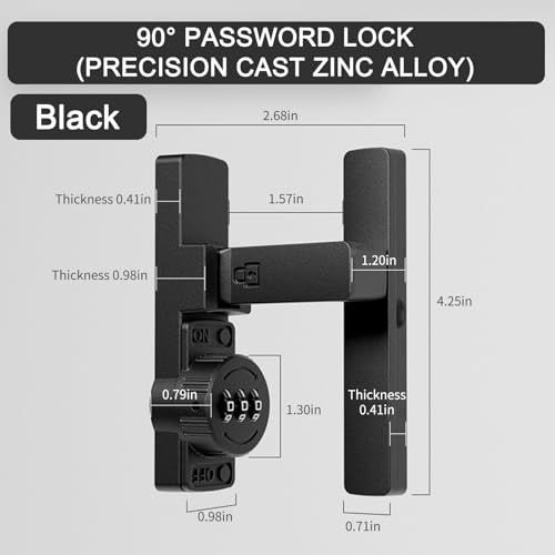 Betensh Barn Door Lock Latch 3-Digit Password Security Sliding Door Lock 90 Degree Flip Latch Lock Gate Latches for Small Doors,Storage Room - Image 2