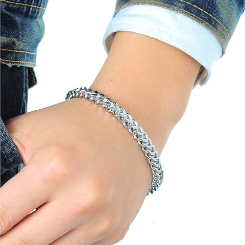 Image of Fashion Frill Stylish Bracelet for Men Stainless Steel Hand Chain Band Jewellery Accessories For Boys Gift for Husband & Boyfriend