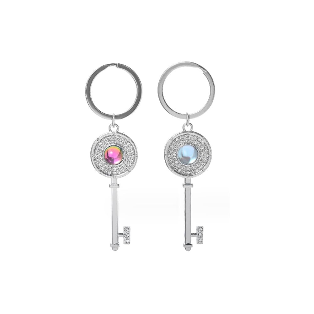 ARFUKA Keyring Gemstone Key Keychain Zinc Alloy Key Chain Metal Keyfob Key Ring Gift for Christmas and Birthday Pack of 2
