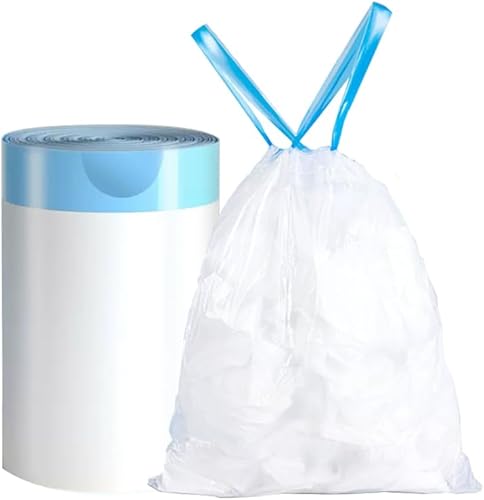 Bolsas de basura de 4 galones, 75 unidades, color blanco, sin perfume, bolsas de basura pequeñas Drswstring para dormitorio, oficina, cocina, baño