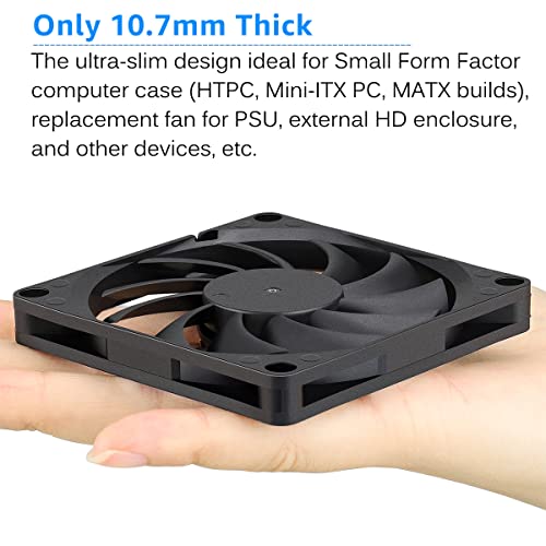 Image of GDSTIME Ultrathin 80mm x 80mm x 10mm 12V Brushless DC Cooling Fan for Laptop, Desktop, Server, Gaming Console, Router, Printer, Amplifier, Inverter