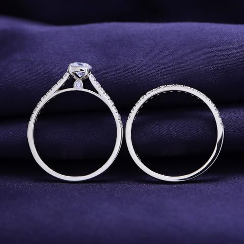 Bridal Set Rings For Women, 1.00 Carat (ctw) Lab Grown Diamond Engagement Wedding Ring For Women In 10K Solid Gold Jewelry Gifts For Her 6