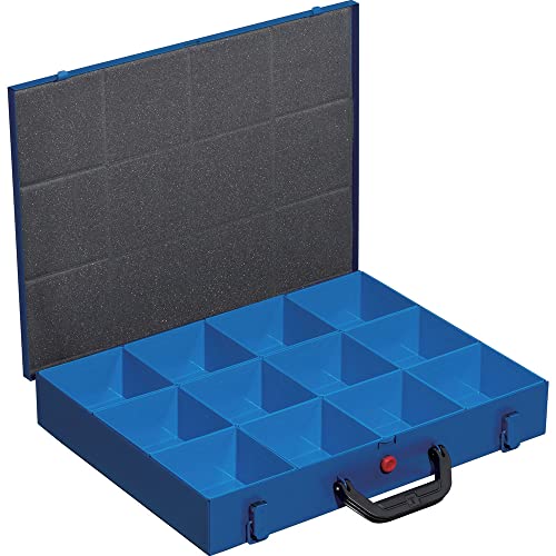 Kleinteilekoffer, Stahlblech, EuroPlus Metall 44/12x63, blau, 12 Einsätze, dicht schließend