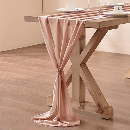 Socomi 14Ft Rose Gold Chiffon Table Runner 29X170 Inches Sheer Wedding Runner Romantic Rustic Table Runner For Christmas Baby Shower #TOP5