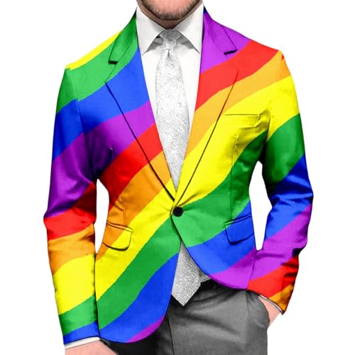 Generisch 2026 Estampado Masculino Tema Boca Arco Iris Casual Cuello Redondo Gráfico Camisa De Tamaño Grande Impreso Color Sólido Traje De Fiesta De Prom, multicolor, M