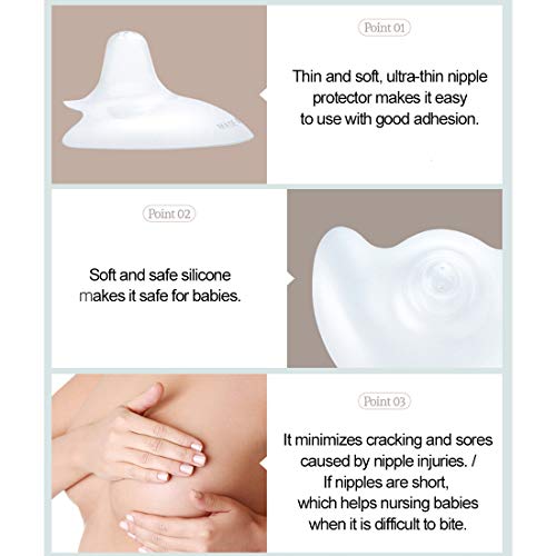 Mother-K Silicone Nipple Shield 2P with Carry Case, Contact Nipple Shields for Breastfeeding with Latch Difficulties or Flat or Inverted Nipples, Nipple Wound Protection (Large) - Thumbnail 4