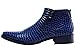 Santimon Men's Ankle Patent Leather Fashion Plaid Zipper Pointed Toe Casual Boots Blue 9 US