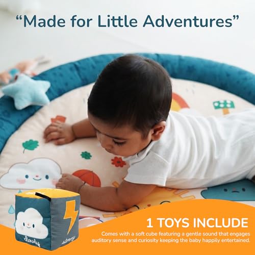 Image of Tidy Sleep Baby Play Mat | Activity Play Mat with 1 Dice Cube Toys, | Foldable & Travel-Friendly (Weather Today)