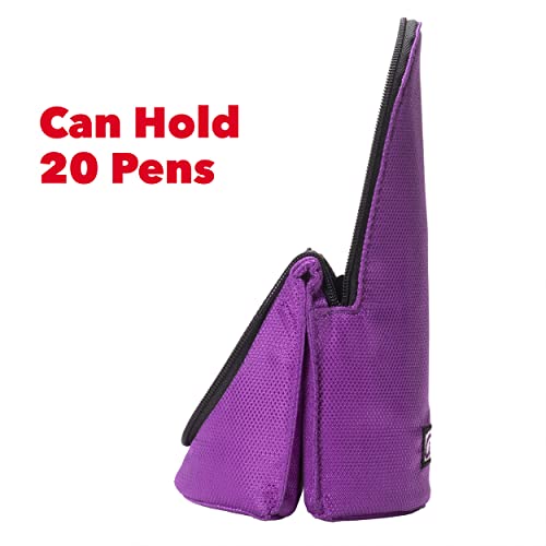 Image of Case-It Magnetic Stand Up Pouch, Stand up Pencil Case, Large Capacity Pencil Pouch, Zipper Phone Holder, Mobile Phone Bracket, Stationery Organizer, Storage Makeup Pouch, PLP-167, Purple