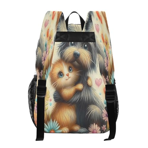 Cute Dog Cat Flower Clear Backpack Heavy Duty See Through Transparent PVC BookBag for Kids Boy Girl School Work3