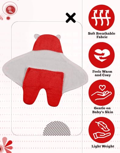 Image of New Born Multi-Purpose Baby Boy's and Baby Girl's Blanket and Sleeping Bag (Red, 0-6 Months)