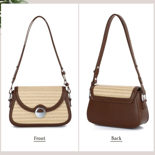 Freie Liebe Summer Beach Straw Bags for Women 2025, Woven Shoulder Bag Trendy Vacation Handbags Crossbody Purses3