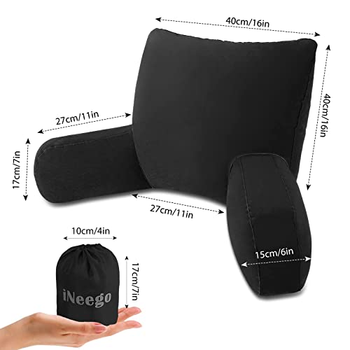 iNeego Lendenkissen Aufblasbares Bücherkissen Tragbares Lesekissen für Bett Rückenlehne Lesekissen bequemes Lesekissen für Bibliothek, Lesekissen Unterstützung (Schwarz) - Image 4