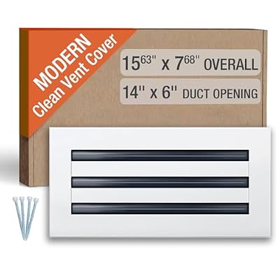 FA-STAR Clean Modern AC Vent Cover 14 x 6 (Duct Opening Cutout) - Decorative White Air Vent - Standard Linear Slot Diffuser - Register Grille for Ceiling, Walls & Floors - All Aluminium