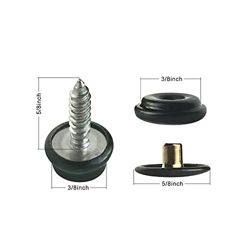 Fastener Screw Snaps, Marine Grade 60 Pieces Boat Canvas Snaps Stainless Steel Fastener Screw Snaps -3/8" Socket #6-5/8" Screw (Black #6-5/8")